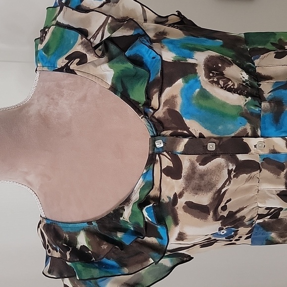 a.n.a. Size M Semi-sheer Ruffle Sleeve Blouse, 1/2 Button Front, Gorgeous! - Picture 2 of 12